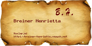 Breiner Henrietta névjegykártya